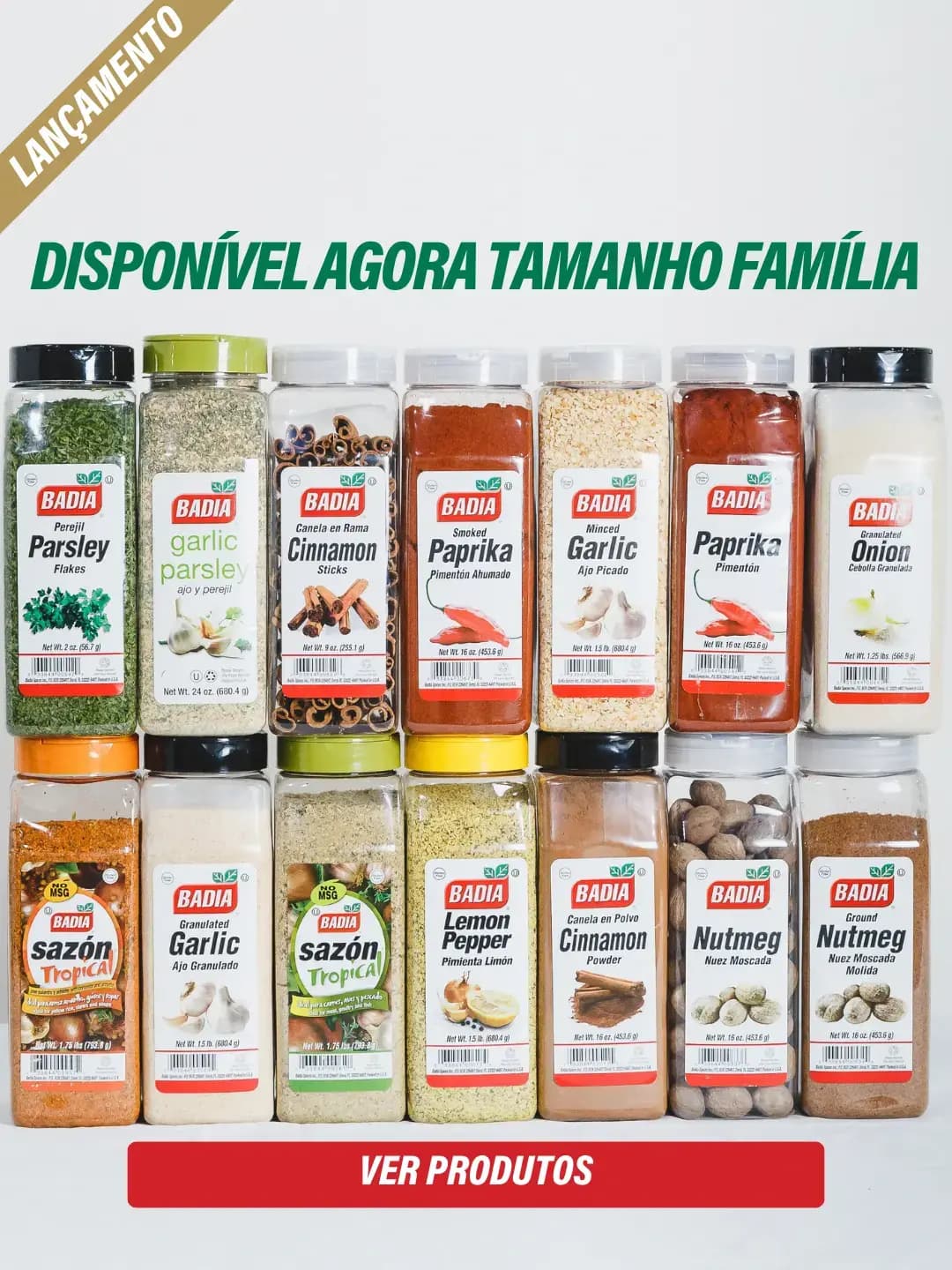 Novos tamanhos